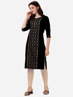 HERE&NOW Women Black Floral Printed Floral Kurta | Grocsy