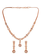 Saraf RS Jewellery Rose Gold-Polished AD Studded Designer Jewellery Set | Grocsy