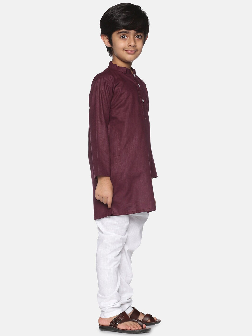 Sethukrishna Boys Maroon Pure Cotton Kurta with Pyjamas | Grocsy