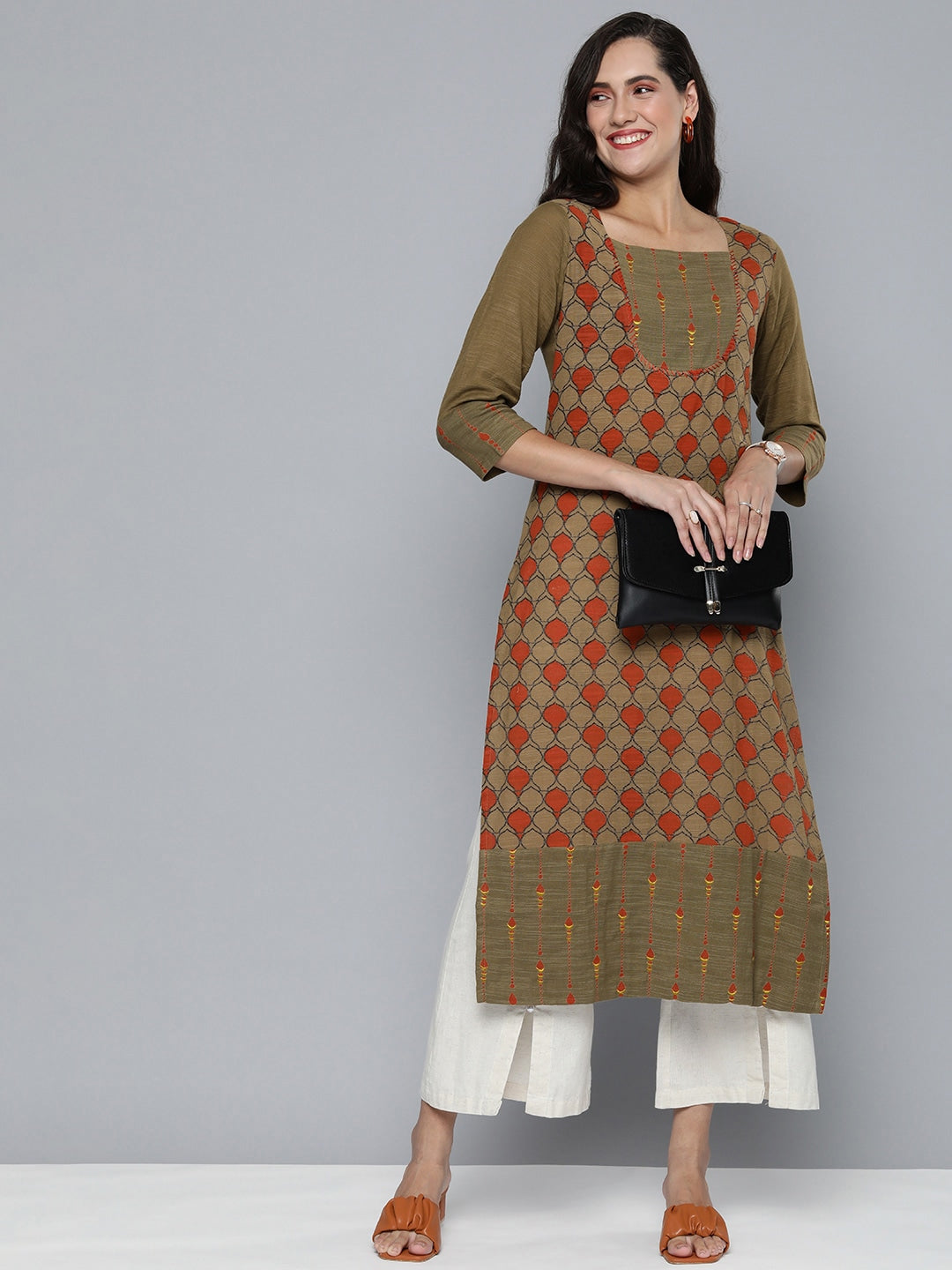 HERE&NOW Women Ethnic Motifs Straight Kurta | Grocsy