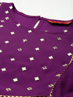 Sangria Mirror Work Embroidered Regular Gotta Patti A-Line Kurta With Trousers & Dupatta | Grocsy