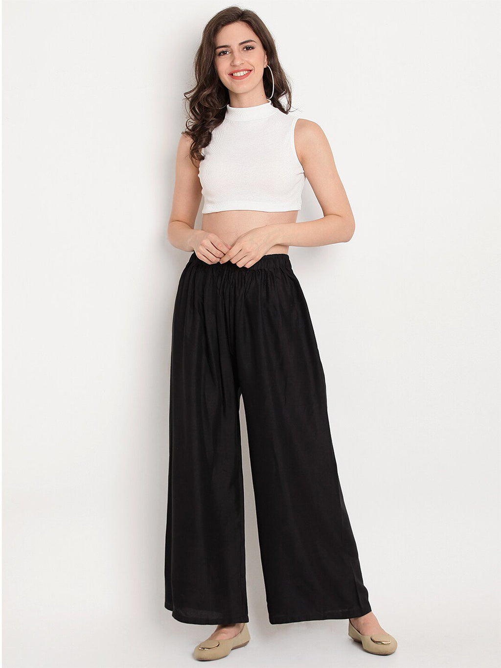 TAG 7 Women Black & Navy Blue Set of 2 Flared Ethnic Palazzos | Grocsy