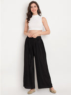 TAG 7 Women Black & Navy Blue Set of 2 Flared Ethnic Palazzos | Grocsy