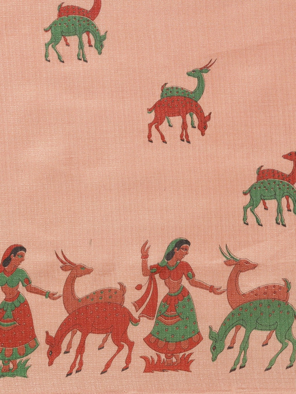Saree Mall Peach-Coloured & Red Printed Saree | Grocsy