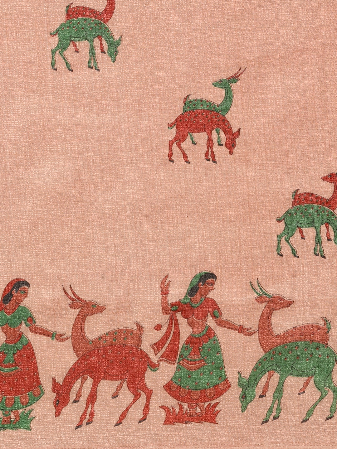 Saree Mall Peach-Coloured & Red Printed Saree | Grocsy