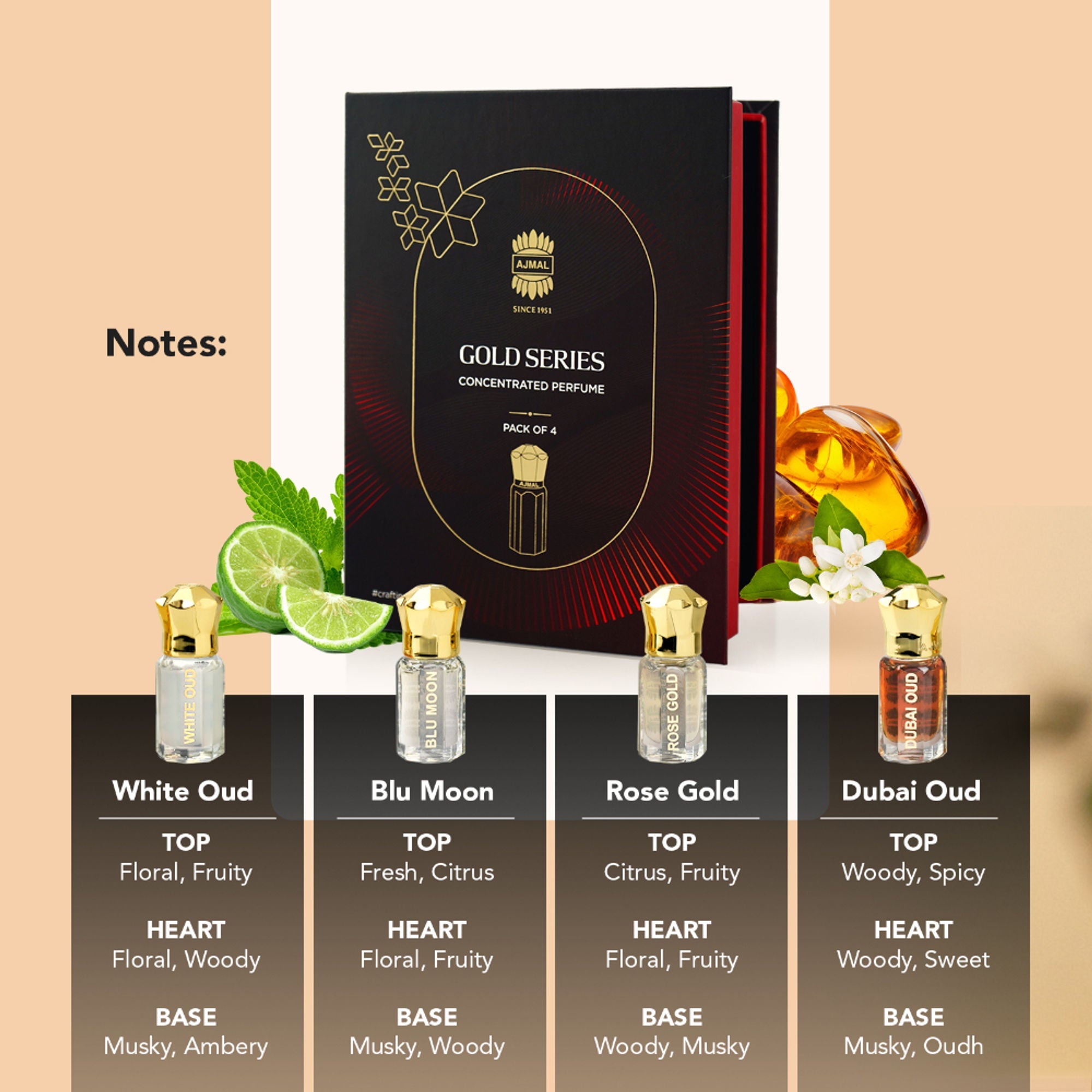 Ajmal India Gold Series Concentrated Perfume Gift Set | Grocsy