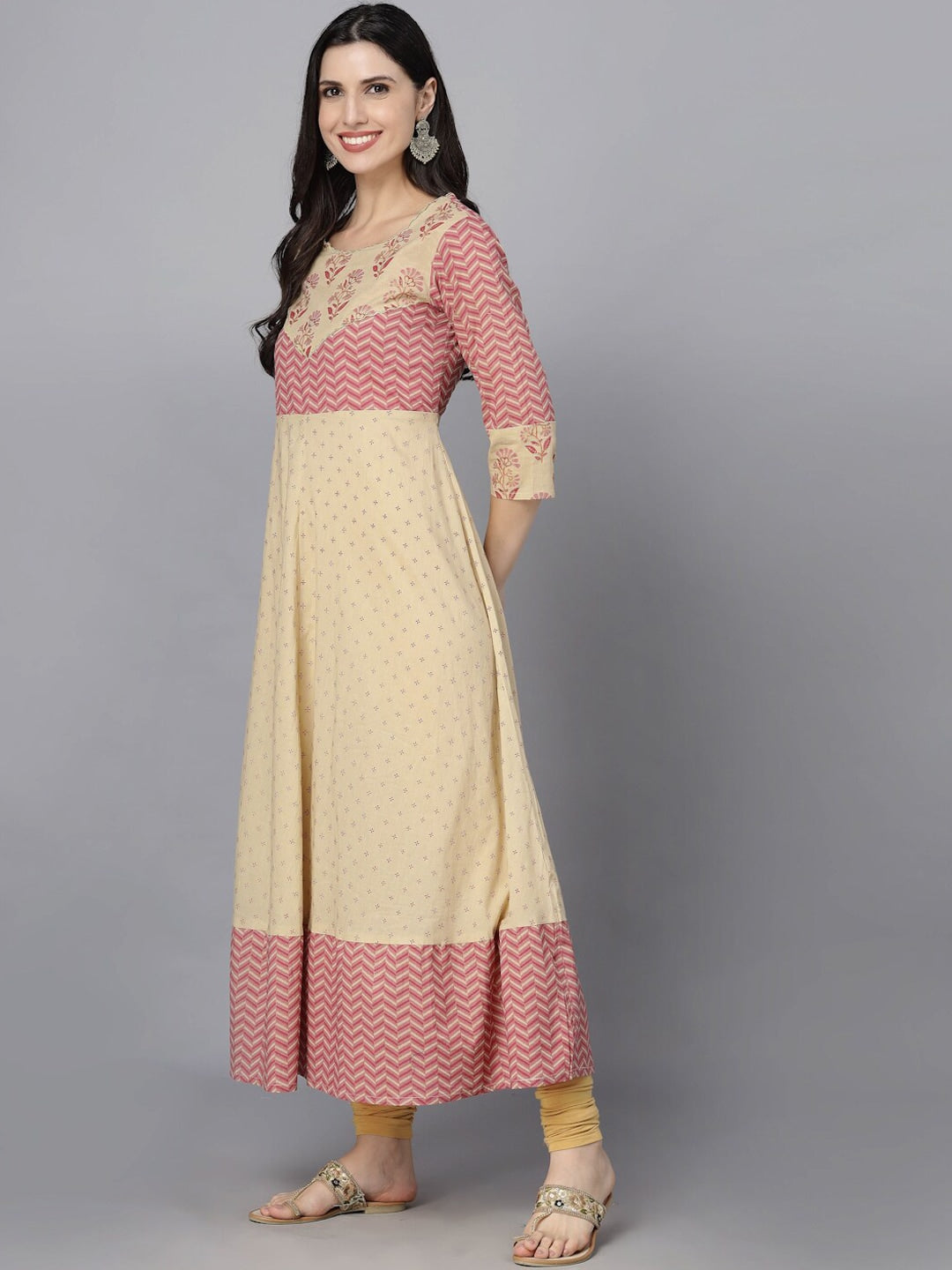 HERE&NOW Women Ethnic Motifs Printed Anarkali Kurta | Grocsy