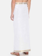 Sethukrishna Men White Solid Readymade Pocket Dhoti | Grocsy