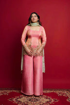 Teeya Creation Pink Color Heavy Shimmer Silk Embroidery Work Party Wear Suit | Grocsy