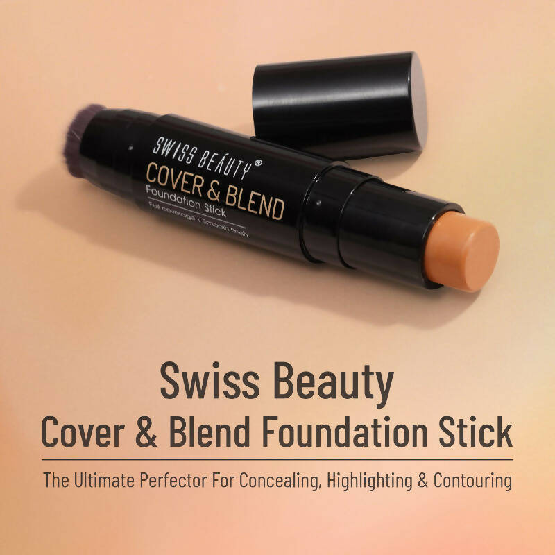 Swiss Beauty Cover & Blend Stick Foundation - 02 Fair Buff | Grocsy