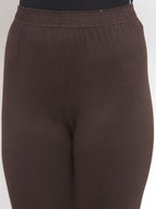 TAG 7 Women Brown Solid Ankle-Length Leggings | Grocsy