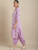 Sangria Women Floral Printed Pure Cotton Kurta with Salwar | Grocsy