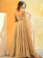 Tulsi Art Fabulous Beige Sequins Georgette Festival Wear Lehenga Choli | Grocsy