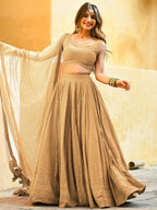 Tulsi Art Fabulous Beige Sequins Georgette Festival Wear Lehenga Choli | Grocsy