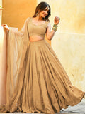 Tulsi Art Fabulous Beige Sequins Georgette Festival Wear Lehenga Choli | Grocsy