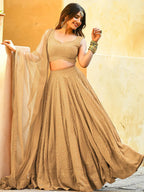 Tulsi Art Fabulous Beige Sequins Georgette Festival Wear Lehenga Choli | Grocsy