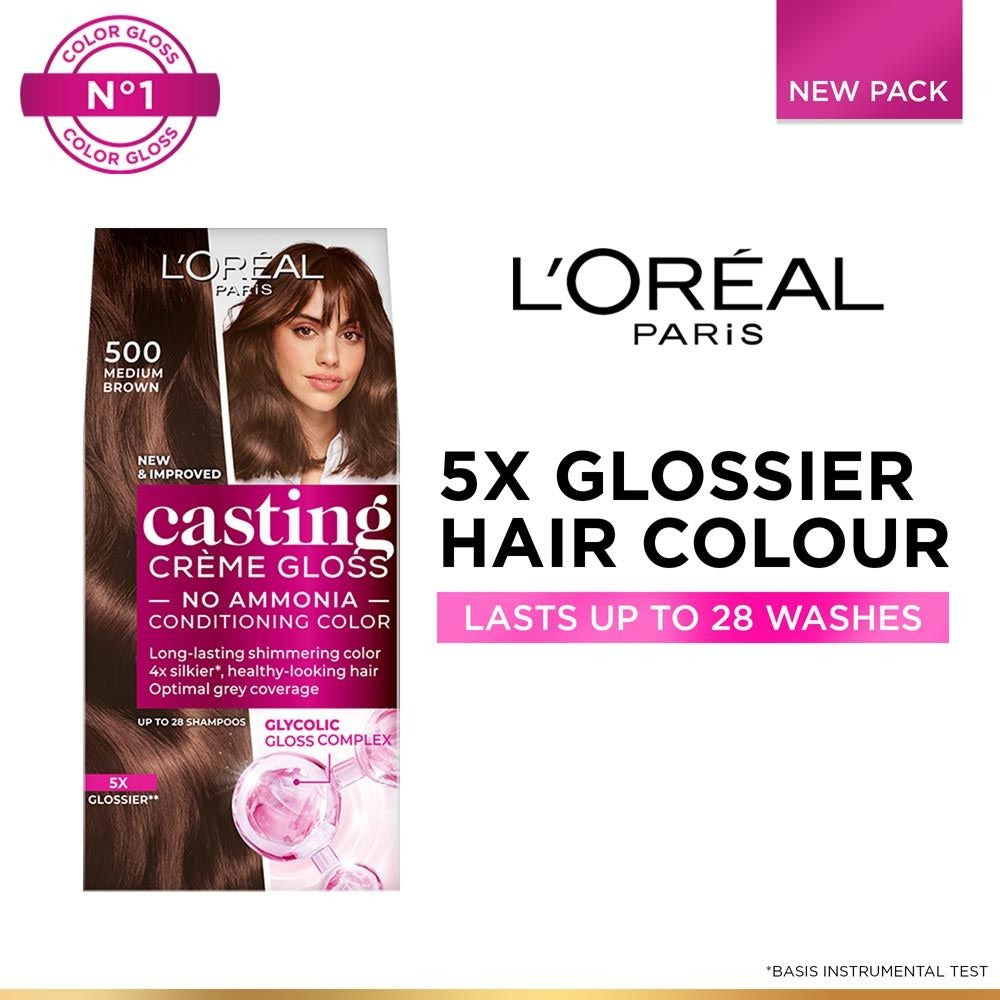 L'Oreal Paris Casting Creme Gloss Conditioning Hair Color - Medium Brown 500 | Grocsy