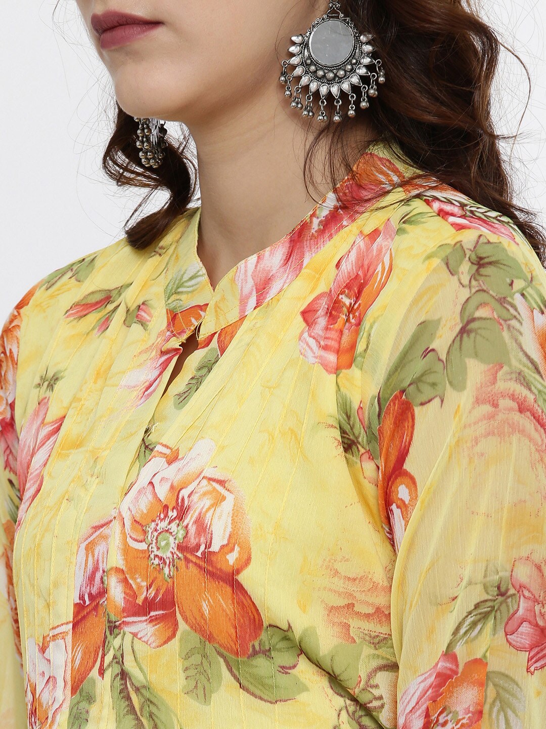 Souchii Yellow Printed Maxi Dress | Grocsy