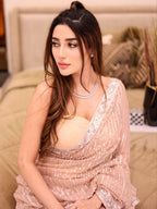 Sangria Beige Sequinned Embellished Saree | Grocsy
