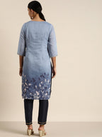 All About You Women Blue Floral Printed Kurta with Trousers | Grocsy