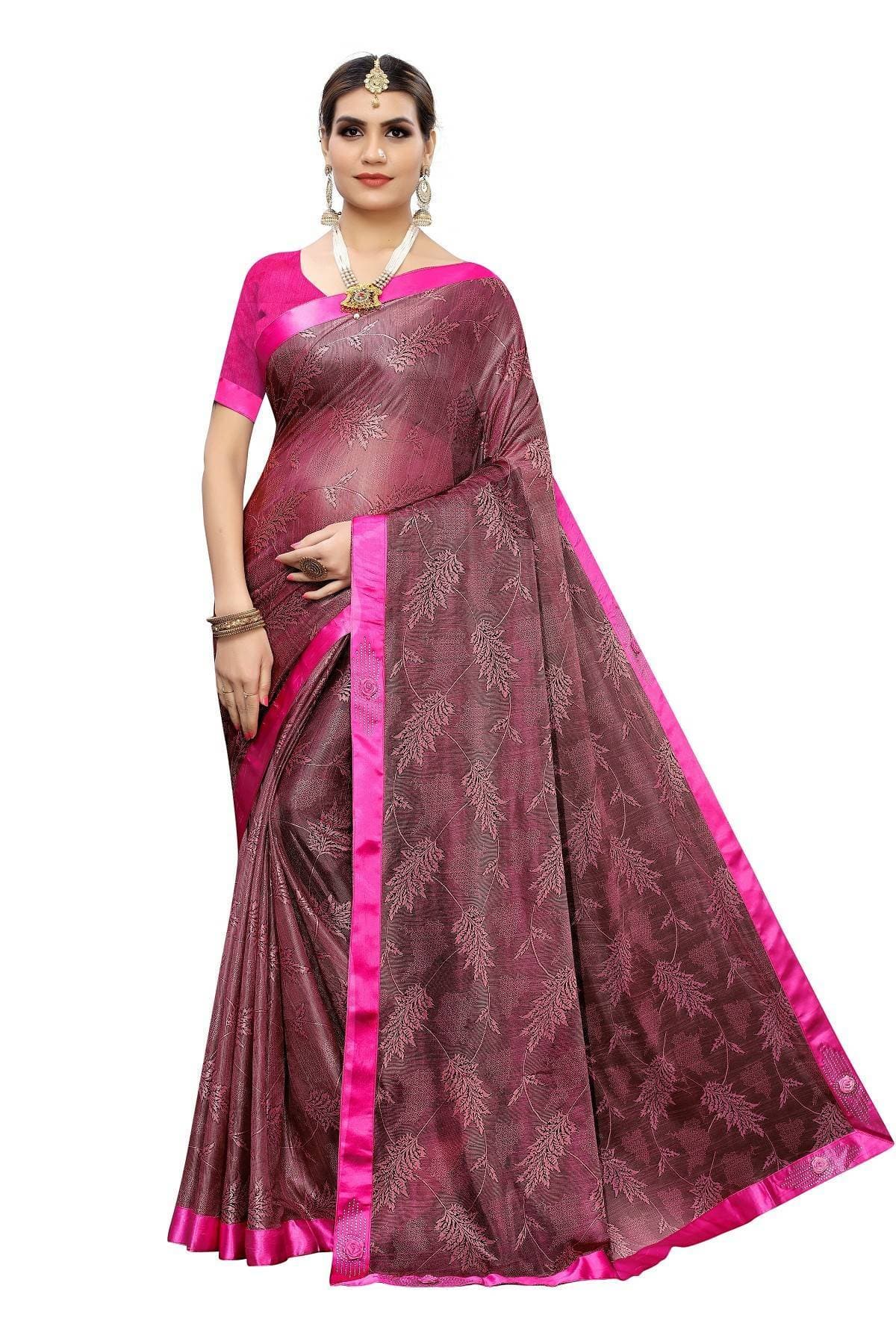 Vamika Purple Lycra Embroidery Saree | Grocsy