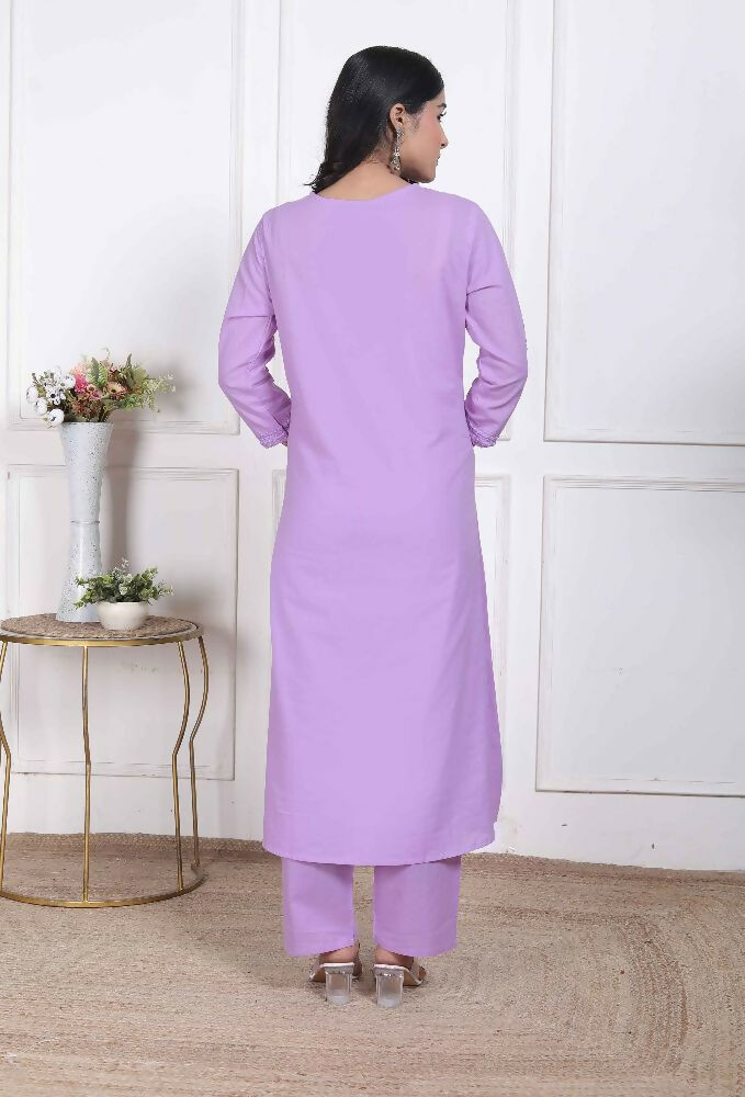 Miravan Womens Lavender Angrakha Kurta Set | Grocsy