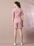 Myshka Women's Pink Solid Regular Fit Shirt | Grocsy