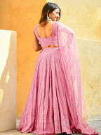 Tulsi Art Fascinating Baby Pink Georgette Party Wear Lehenga Choli | Grocsy