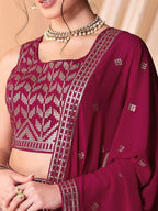 Tulsi Art Fascinating Dark Pink Sequins Georgette Festival Wear Lehenga Choli | Grocsy