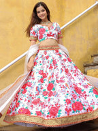 Tulsi Art Fascinating Off White Floral Printed Art Silk Event Wear Lehenga Choli | Grocsy
