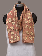 Fawn Kalamkari Hand Painted Sico Stole with Leaves Design - Global Threads | Grocsy