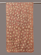 Fawn Kalamkari Hand Painted Sico Stole with Leaves Design - Global Threads | Grocsy
