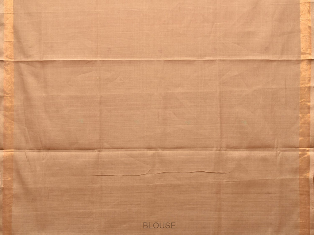 Fawn Khadi Cotton Handloom Saree with Plants Pallu Design - Global Threads | Grocsy