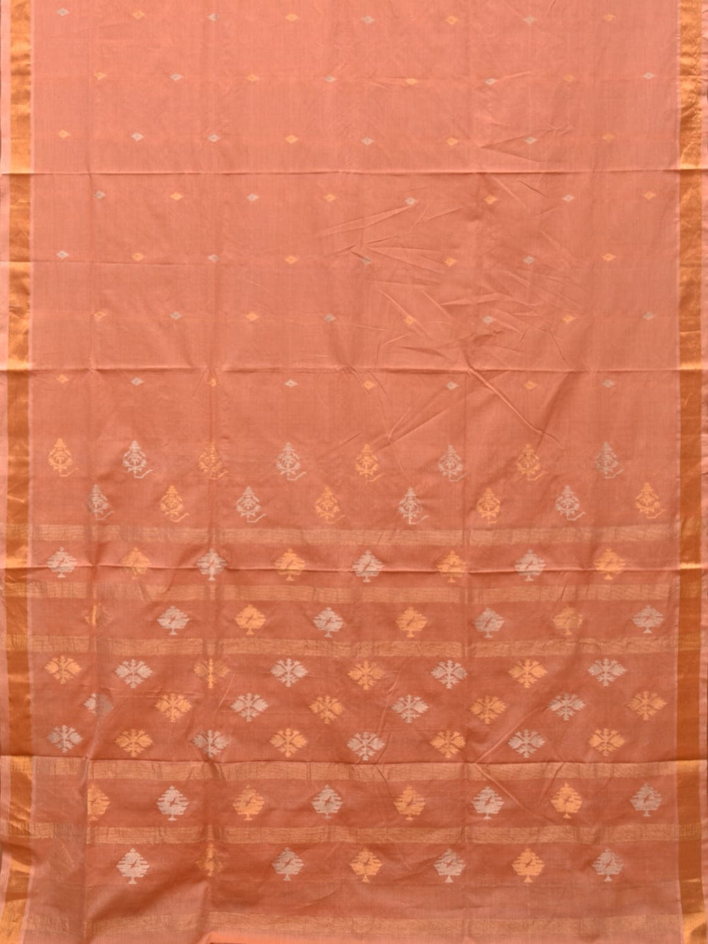 Fawn Uppada Cotton Handloom Saree with Assorted Pallu Design - Global Threads | Grocsy