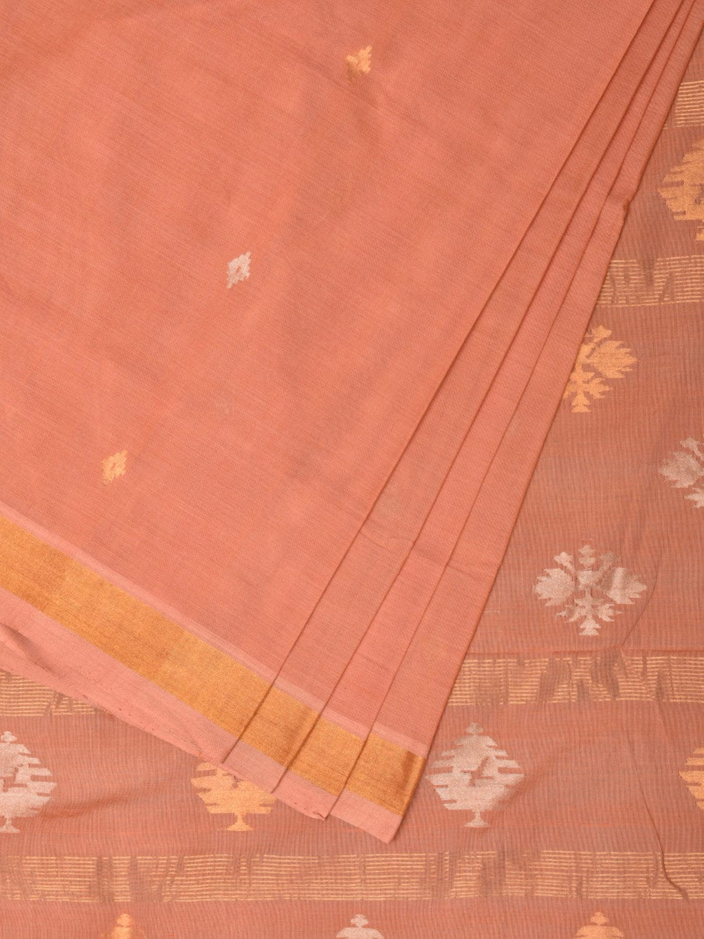 Fawn Uppada Cotton Handloom Saree with Assorted Pallu Design - Global Threads | Grocsy
