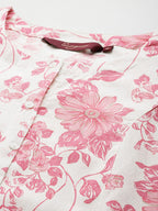 Sangria Floral Printed Cotton Slub Kurta | Grocsy