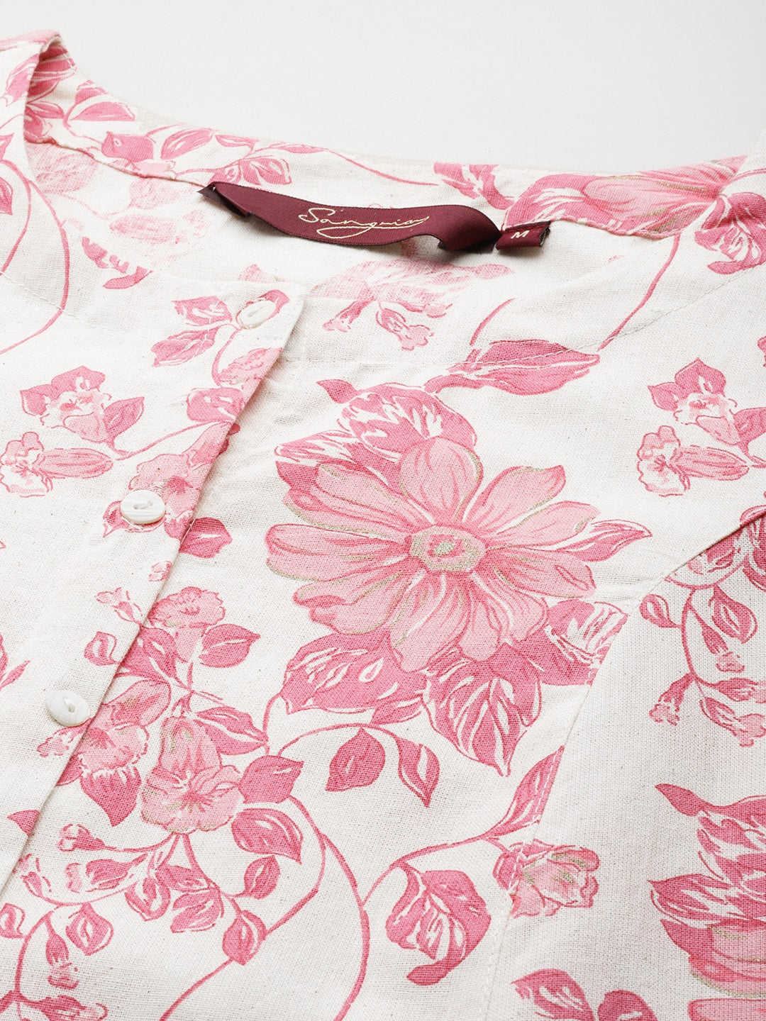 Sangria Floral Printed Cotton Slub Kurta | Grocsy