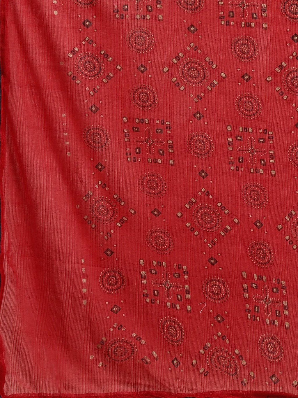 Saree Mall Red Pure Chiffon Tribal Print Bandhani Saree | Grocsy