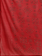 Saree Mall Red Pure Chiffon Tribal Print Bandhani Saree | Grocsy