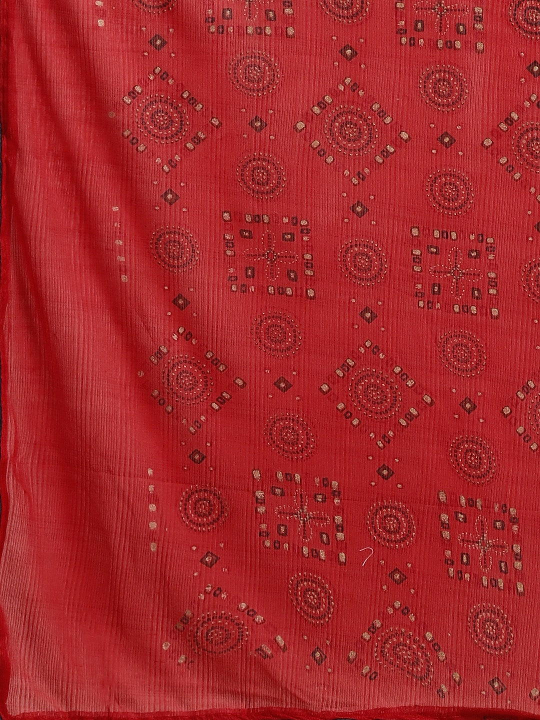 Saree Mall Red Pure Chiffon Tribal Print Bandhani Saree | Grocsy
