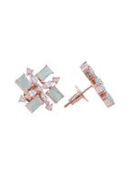 Saraf RS Jewellery Sea Green & Rose Gold-Polished American Diamond Studded Jewellery Set | Grocsy