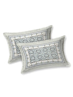 BELLA CASA Ethnic Grey & White Ethnic Pure Cotton 180 TC King Bedsheet & 2 Pillow Covers | Grocsy