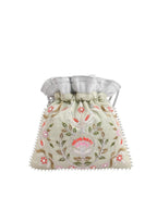 Masq Green & Pink Embellished Embroidered Potli Clutch