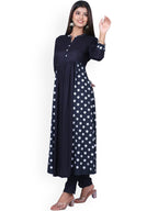 HERE&NOW Women Black Printed Anarkali Empire Kurta with Trousers | Grocsy