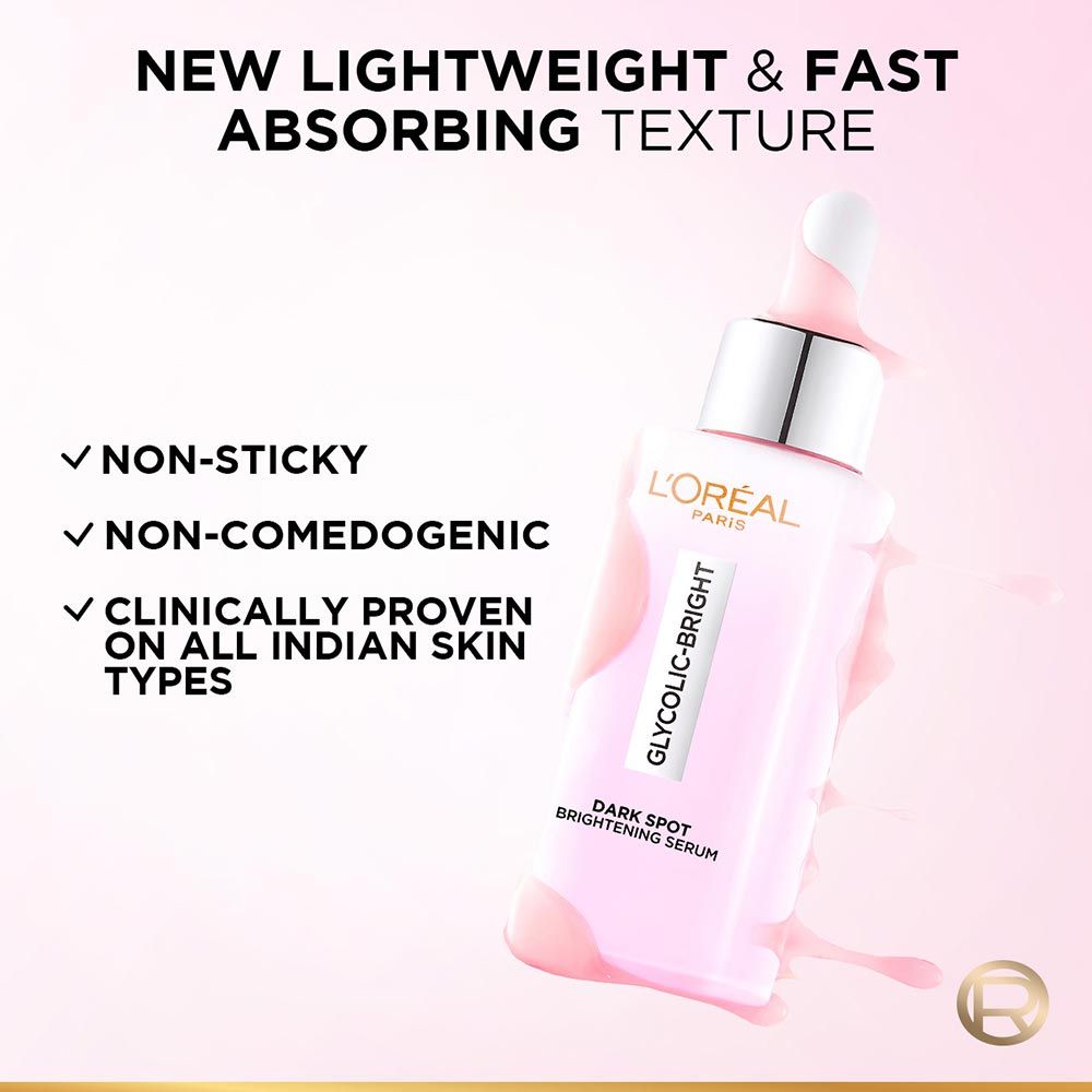 L'Oreal Paris Glycolic Bright 8% [Melasyl + Niacinamide] Face Serum For Brightening Dark Spots | Grocsy