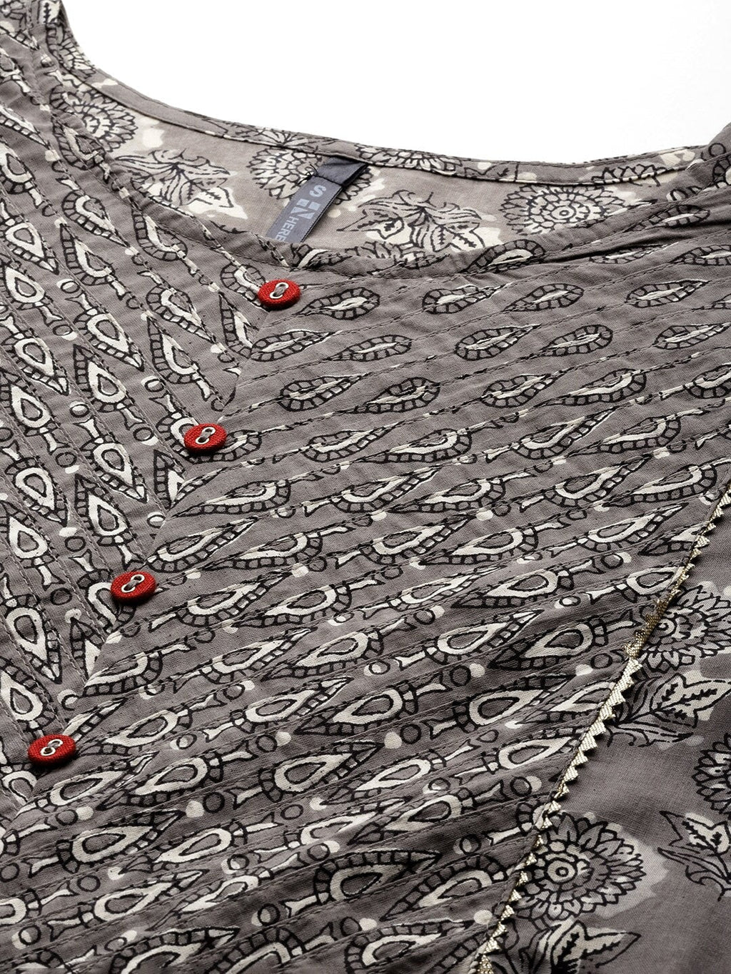 HERE&NOW Women Ethnic Motifs Printed Pure Cotton Kurta | Grocsy