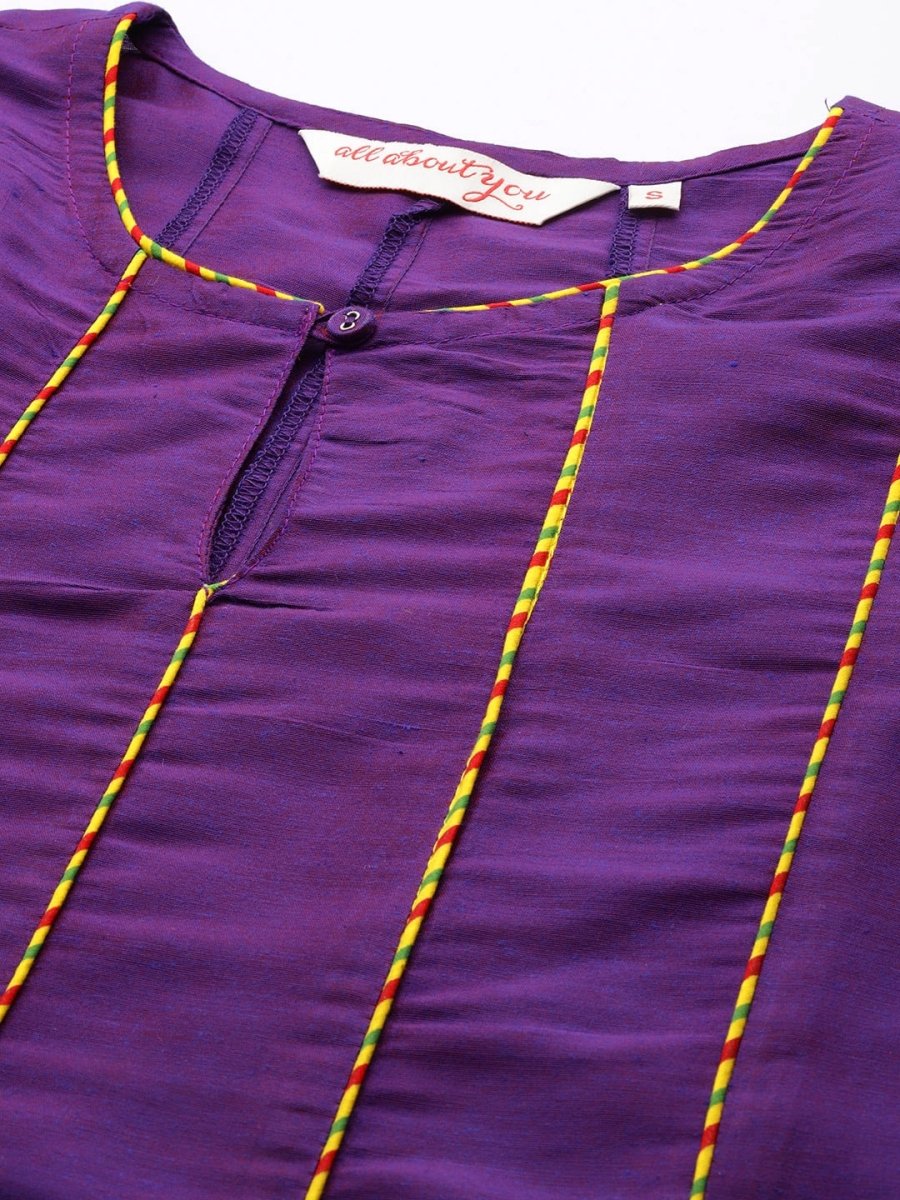 All About You Women Keyhole Neck A-Line Kurta & Dupatta | Grocsy