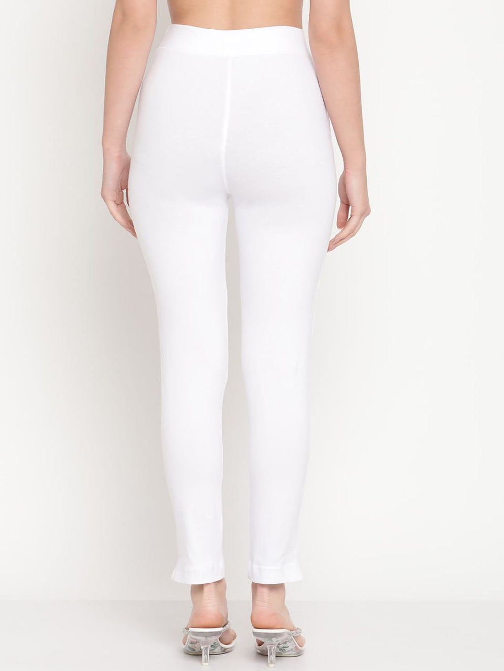 TAG 7 Set Of 2 Beige & White Solid Leggings | Grocsy