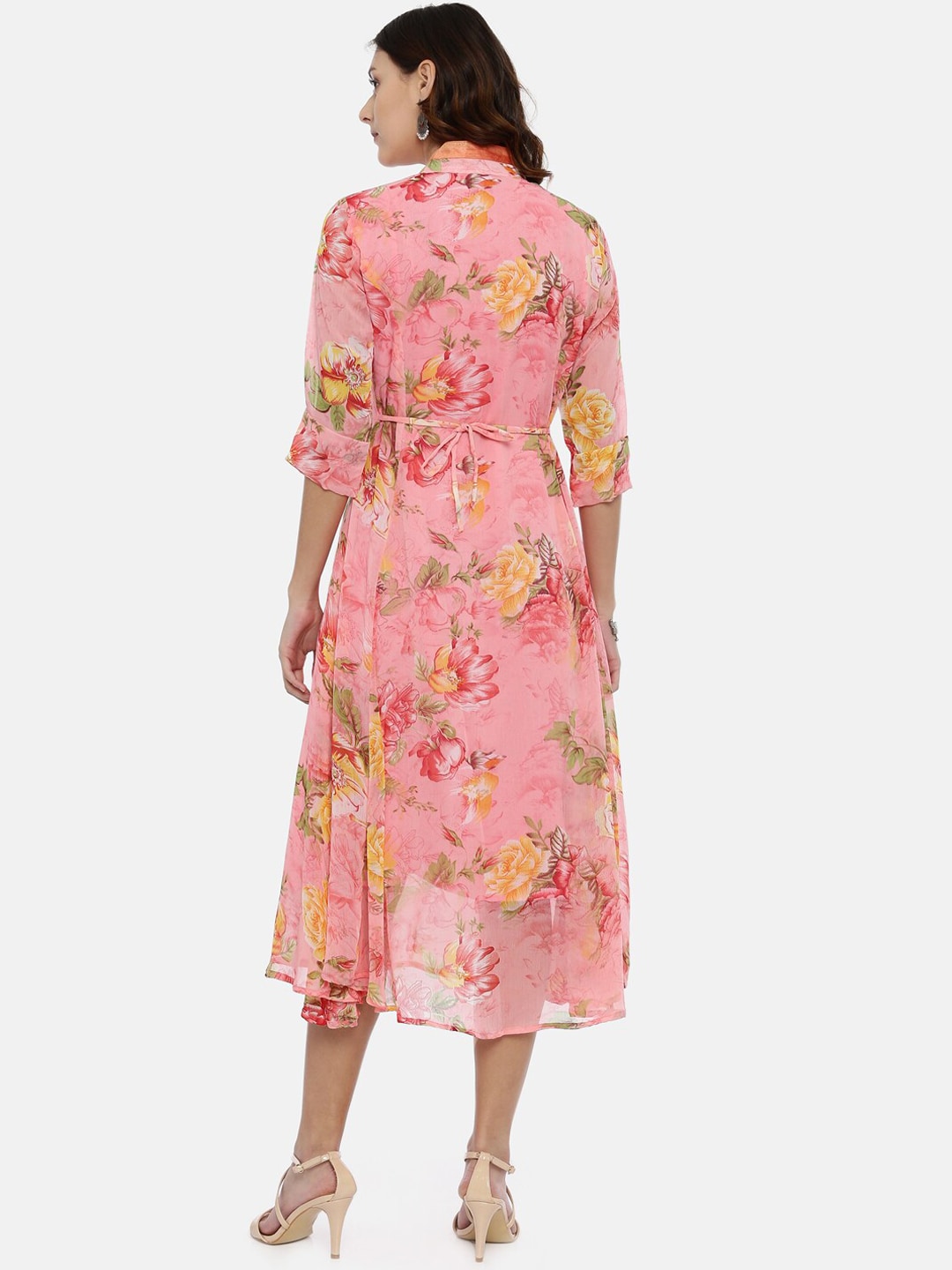 Souchii Woman Pink Floral Printed A-Line Dress | Grocsy