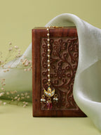 Ruby Raang Gold Polished Maroon Kundan Maang Tikka | Grocsy